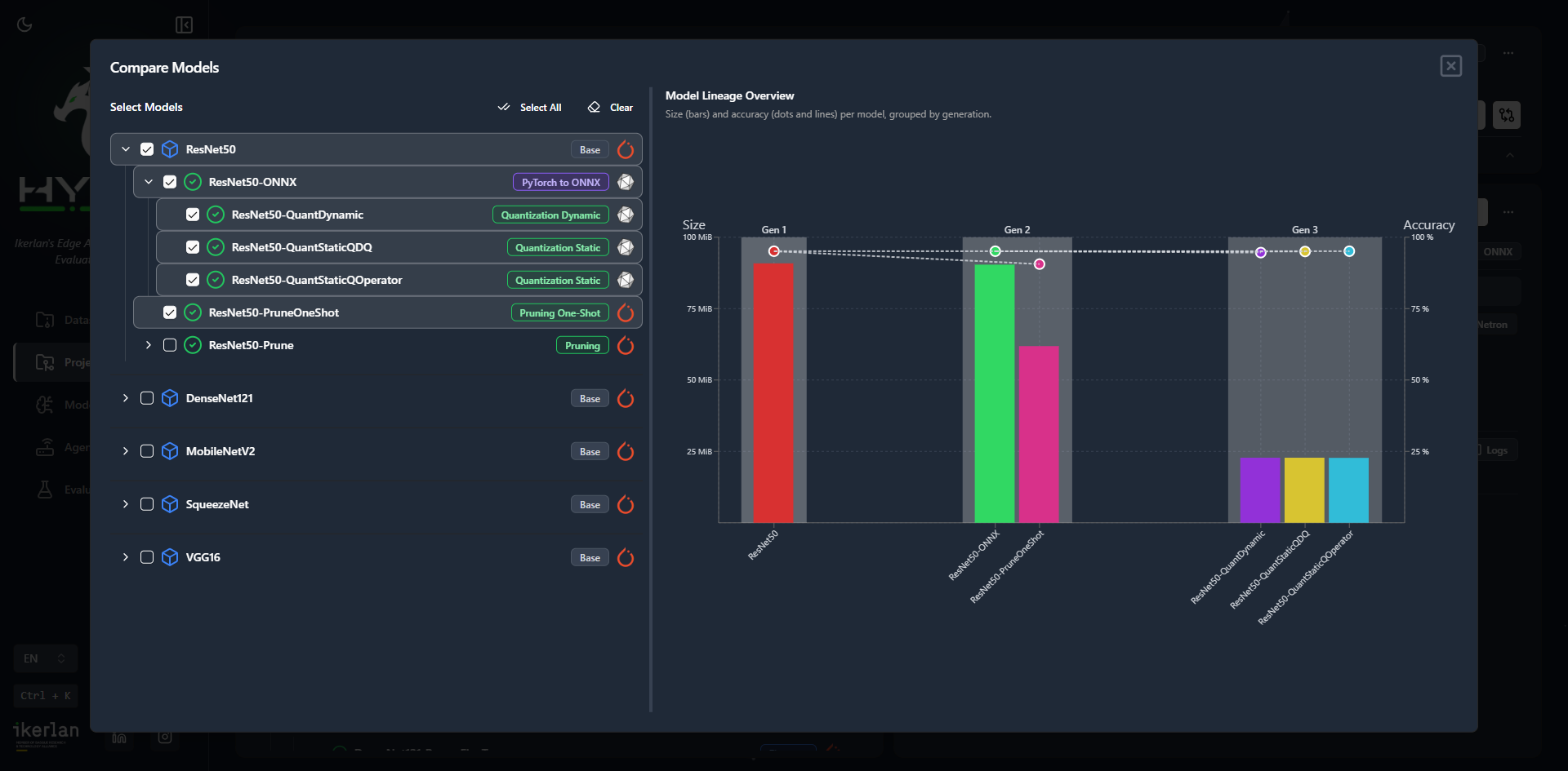 Validation and Model Comparison UI